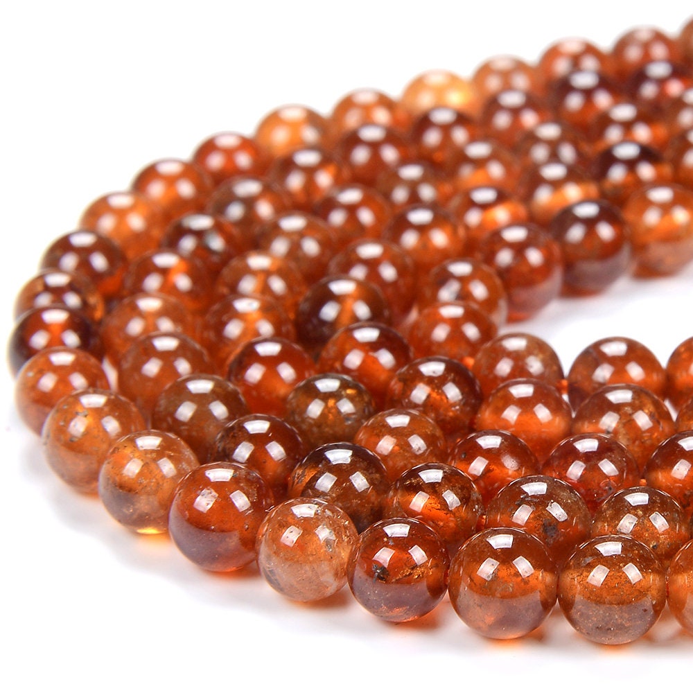 Natural Hessonite Garnet Gemstone Grade Aa Round 3mm 4mm 5mm 6mm Loose Beads (d317)