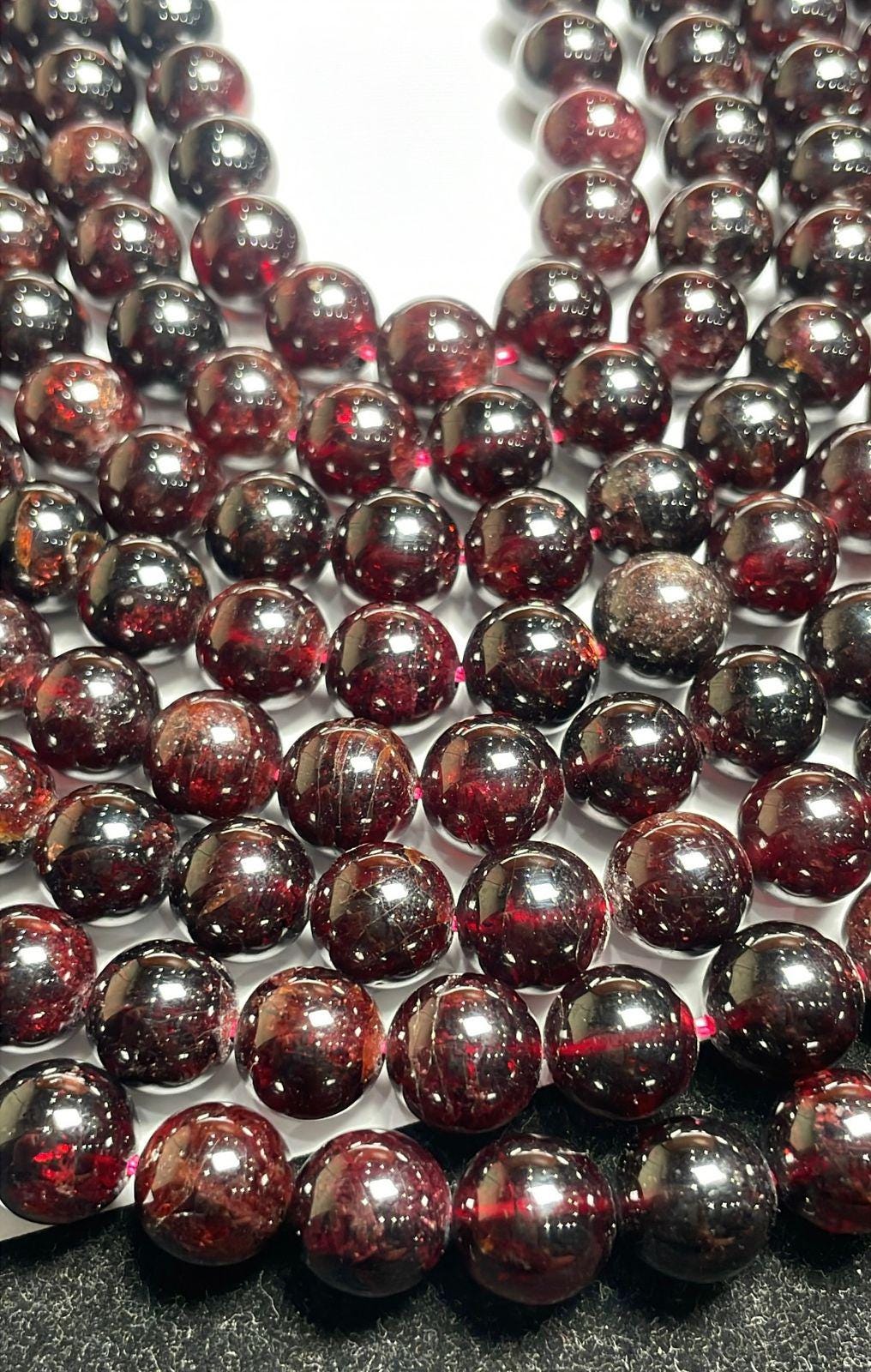 New Brand- Natural Garnet Smooth Round Gemstone Beads, Size- 10 Mm Semi Precious Beads, 15 Inches Strand For Making Birthstone Jewelry- Gift