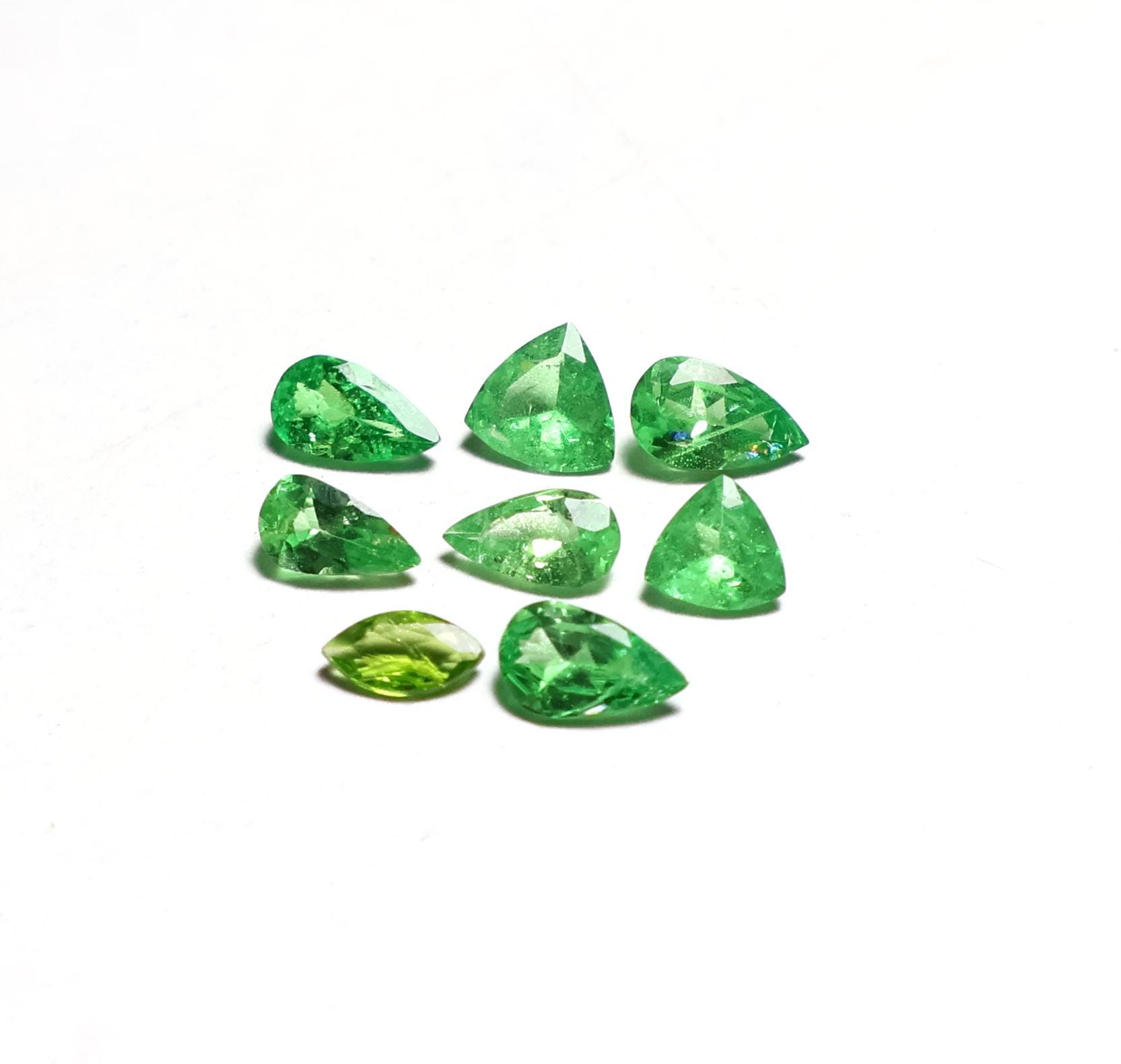 1.65 Carat Natural Tsavorite Garnet Faceted Cut Lot, Loose Gemstone, Green Mix Tsavorite Garnet Cut Lot, January Birthstone, 5x3 To 4x2 Mm