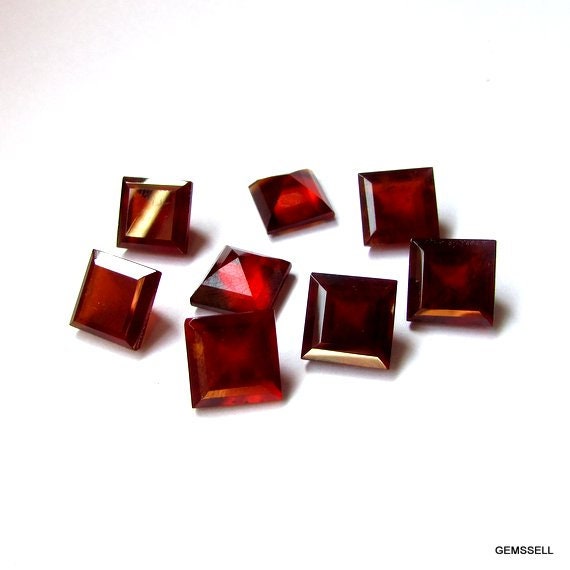 10mm Hessonite Garnet Faceted Square Loose Gemstone