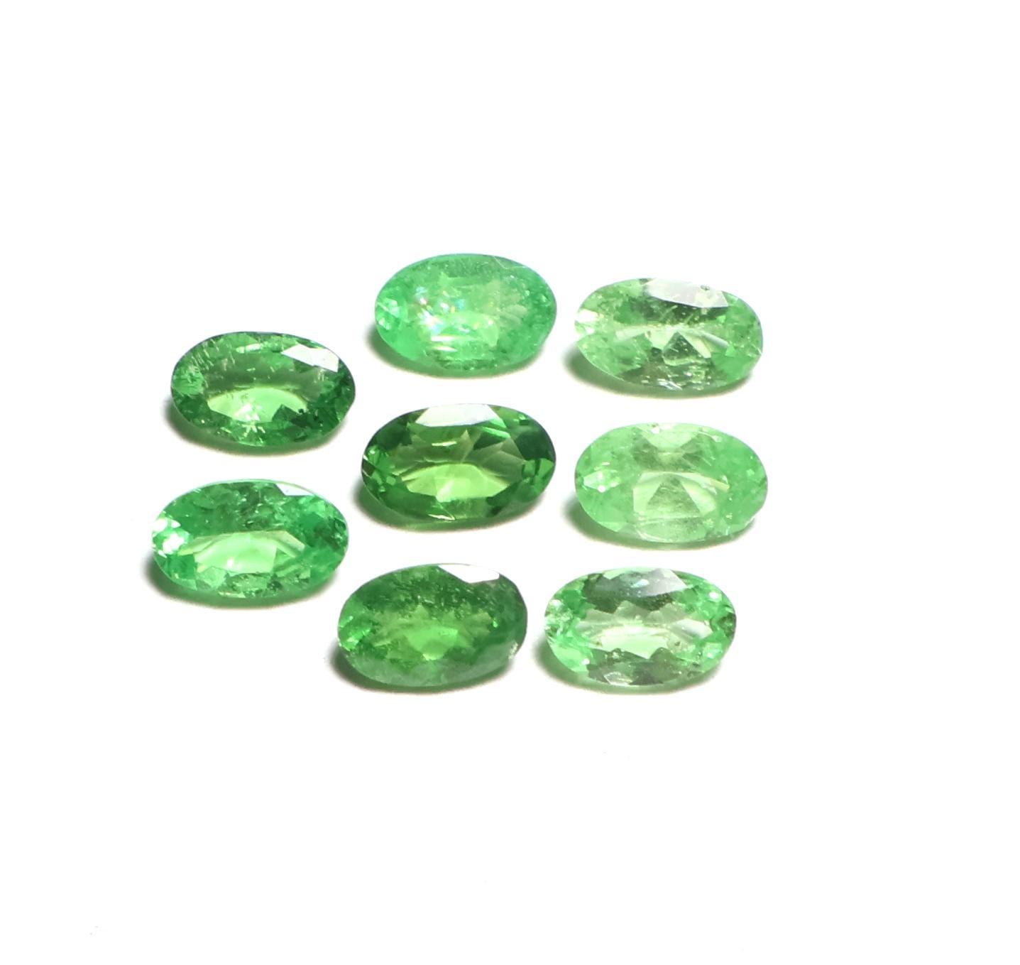 2.25 Carat Natural Tsavorite Garnet Faceted Cut Lot, Loose Gemstone, Green Oval Tsavorite Garnet Cut Lot, January Birthstone, 5x3 Mm