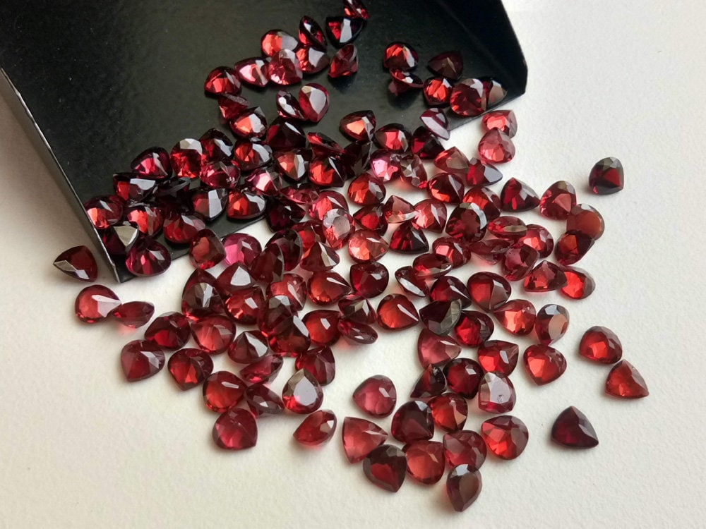 5mm Approx. Garnet Heart Cut Stone, Natural Faceted Garnet Stones, Loose Garnet, Garnet For Jewelry (10cts To 20cts Options) - Adg138