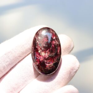 Gemmy Rhodolite Garnet Palm Stone, Flashy Deep Red Garnet Stone, January Birthstone
