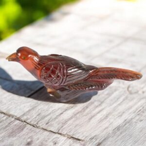 Hessonite Garnet Bird Carving, Handmade Healing Crystal Decor