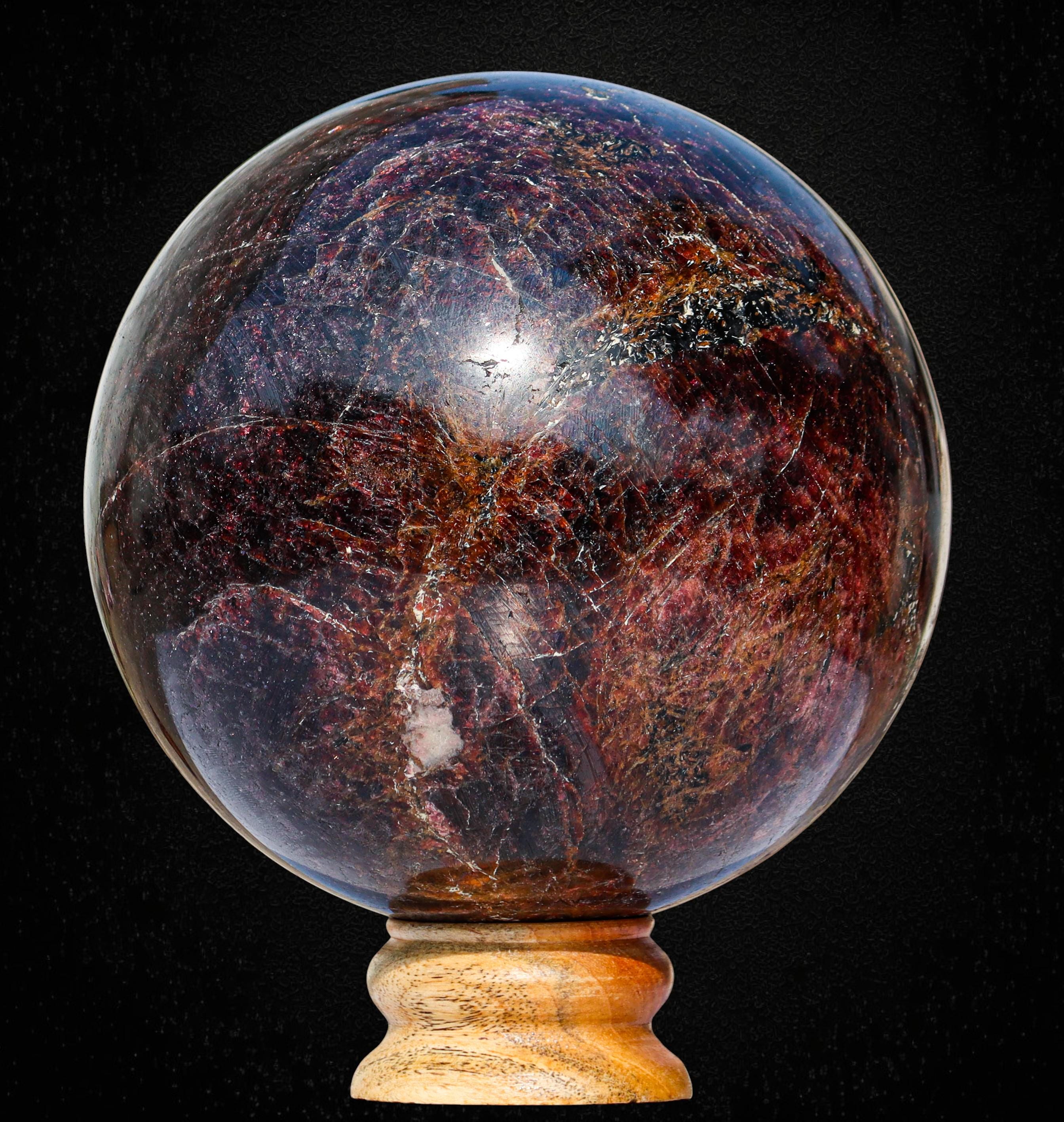 Red Almandine Garnet Sphere: Chakra Balancing Crystal Decor (145mm)