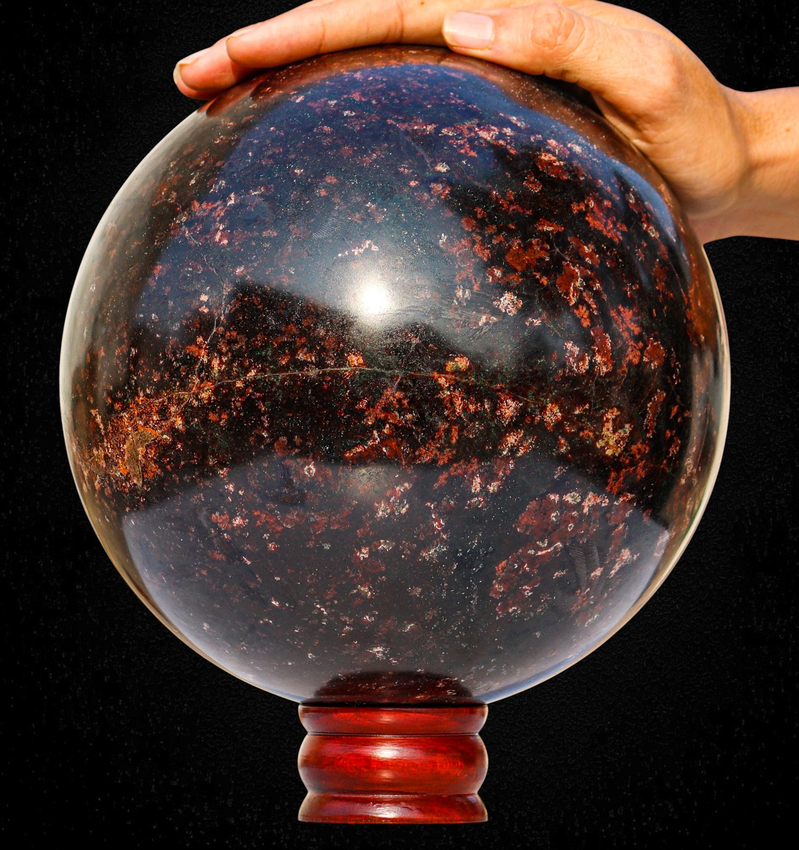 Giant Red Almandine Garnet Sphere Natural Crystal Ball Energy Gemstone India Home Decor (200mm-240mm)
