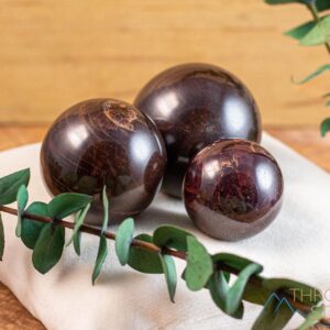 Red STAR GARNET Crystal Sphere  - Natural Carved Birthstone Ball Housewarming Gift, E1155