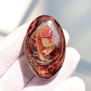 Rhodolite Garnet Palm Stone, Deep Red Flashy Gem, January Birthstone