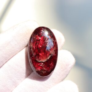 Rhodolite Garnet Palm Stone, Flashy Deep Red Gem, January Birthstone