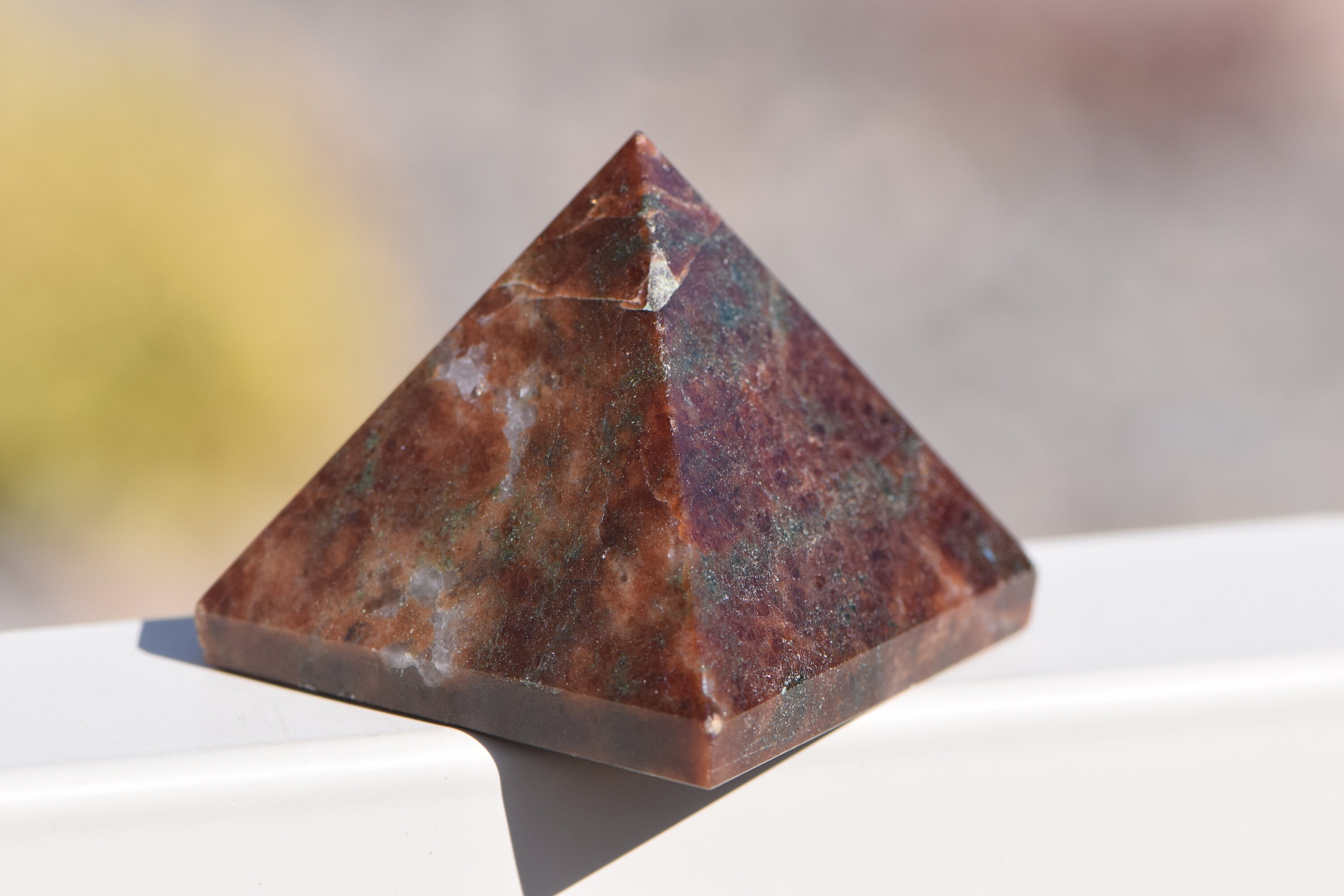Spessartine And Green Grossular Garnet Pyramid