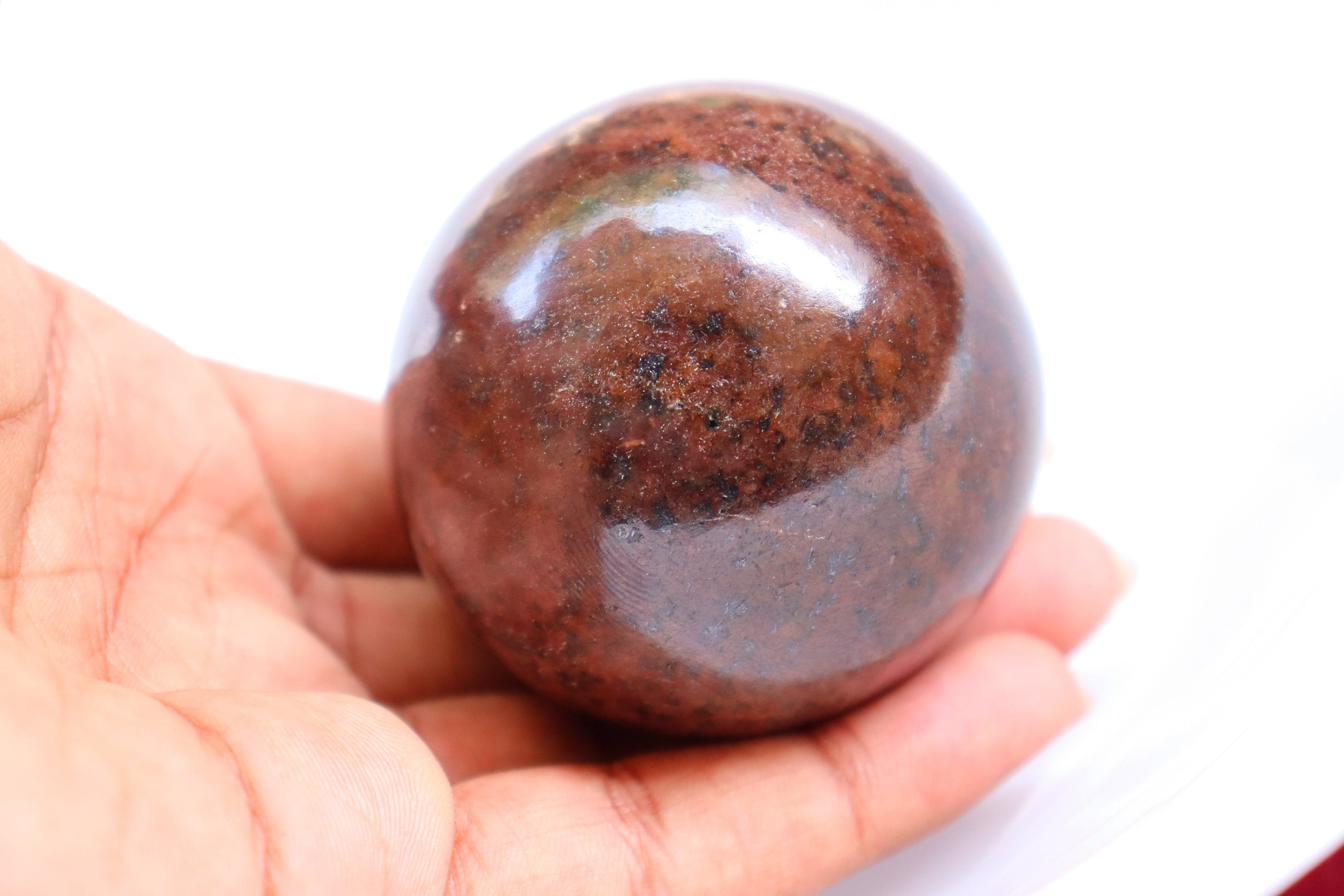 Garnet Sphere, Healing Crystals And Healing Stones. Crystal Healing, Grounding Heart Chakra Display Gemstone, Almandine Crystal Sphere.