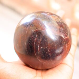 Garnet Sphere, Healing Crystals And Healing Stones. Crystal Healing, Grounding Heart Chakra Display Gemstone, Almandine Crystal Sphere.