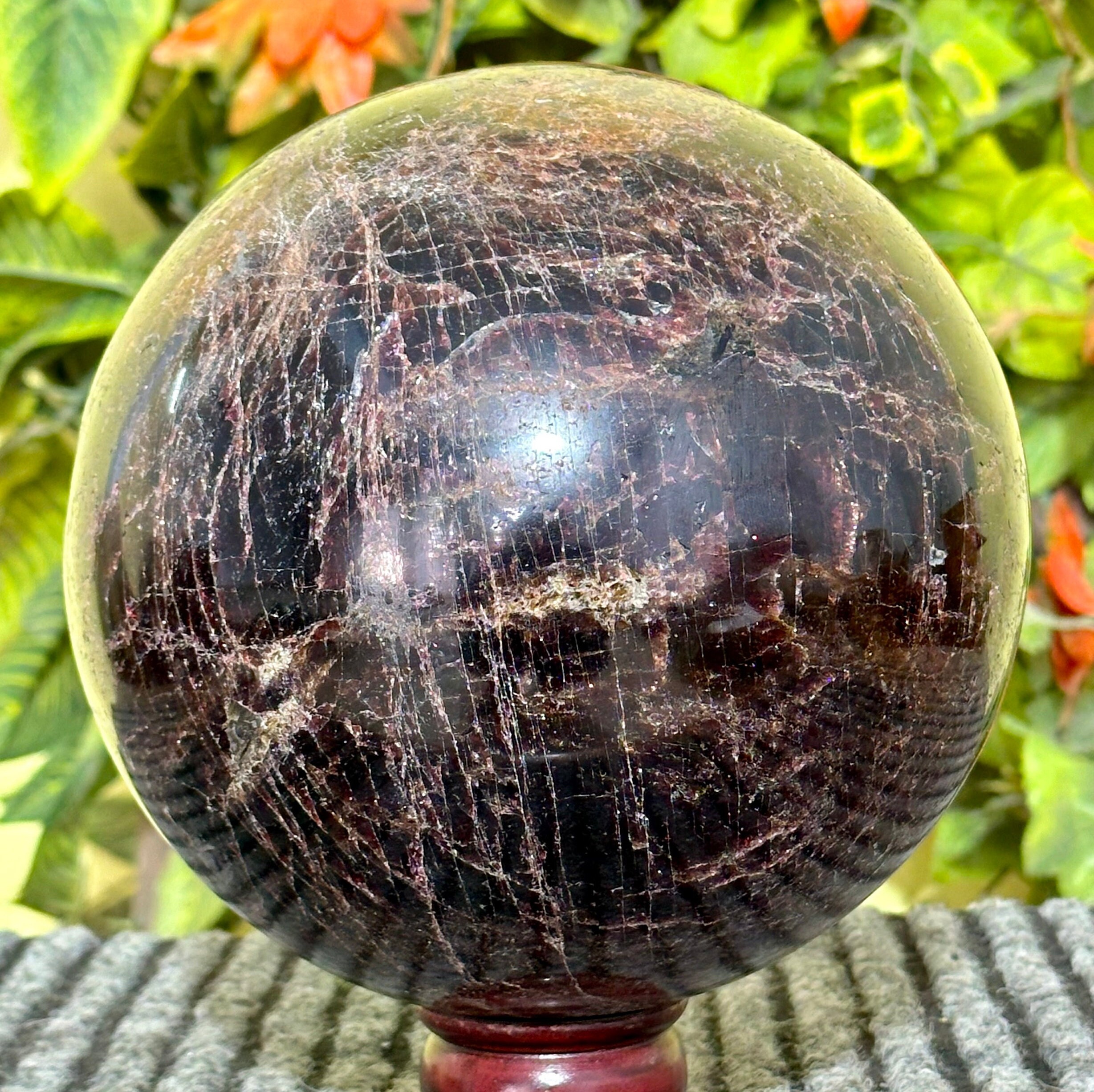 Xxxl 195mm Red Almandine Garnet Sphere: Polished Gemstone | Home Decor