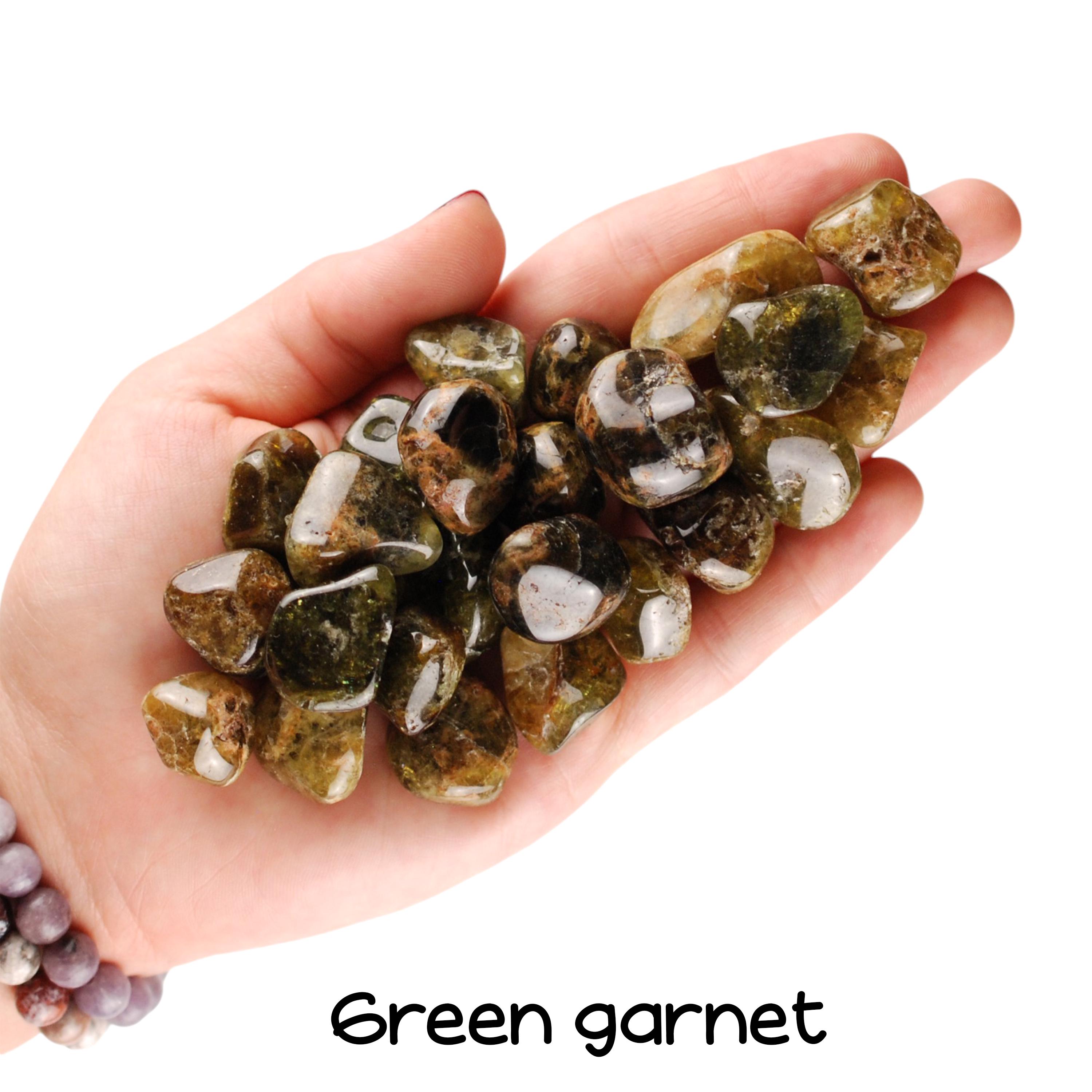 Green Garnet Tumbled Stone, Polished Grossular Crystal, Prosperity And Altar Decor