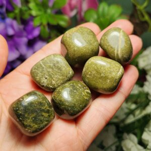 Green Garnet Tumbled Stone: Polished Vessonite Crystal Green Garnet Tumbled Stone: Polished Vessonite Crystal