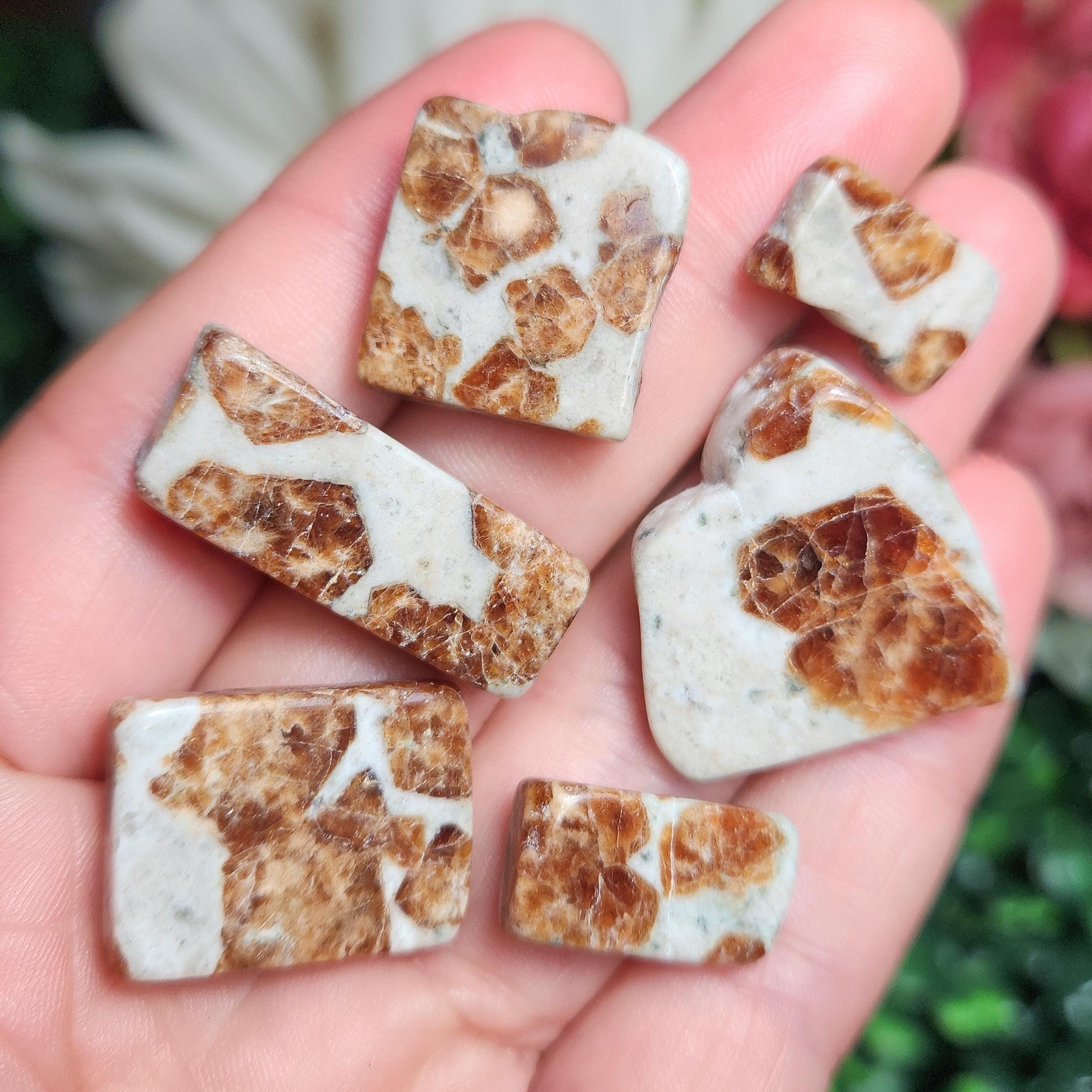 Hessonite Garnet - Garnet Crystal In Wollastonite - Garnet Crystal - Tumbled Garnet - Garnet In Matrix - Garnet Stone - Hessonite Garnet