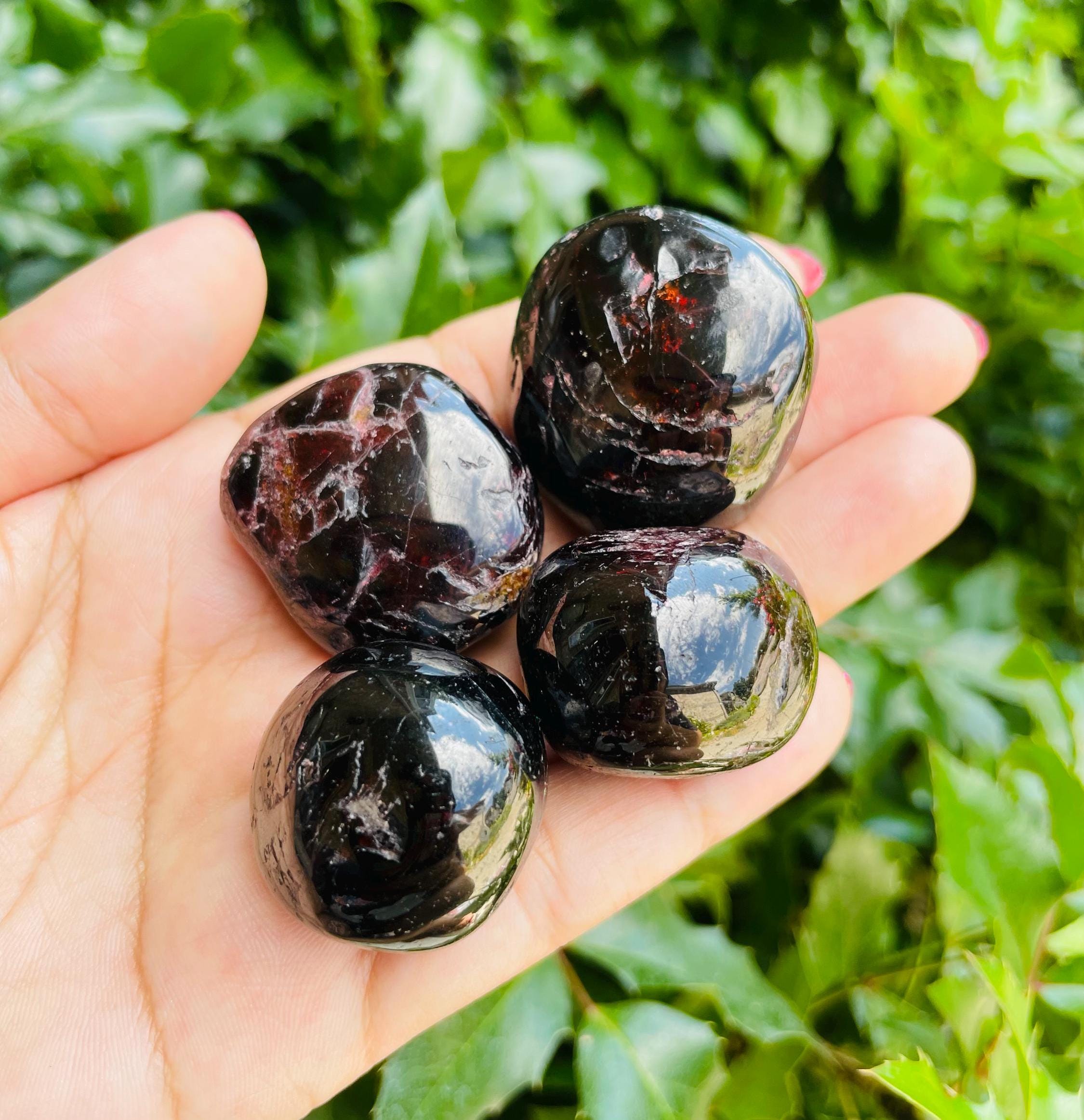 Large Red Garnet Crystal Lot: Polished Tumbled Gemstones (4 Pcs)