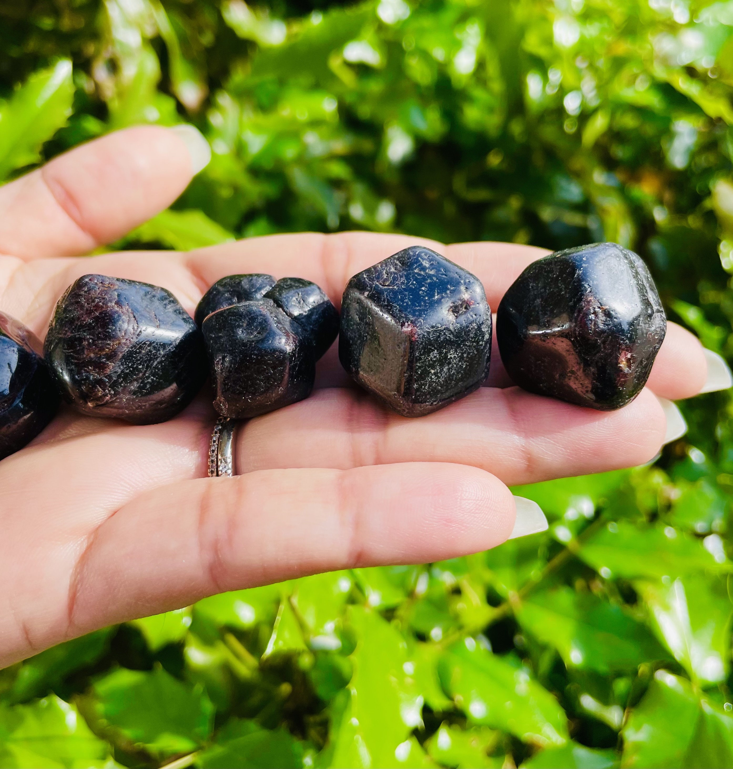 Large Tumbled Garnet Stone: Natural Black Wine Polished Gemstone