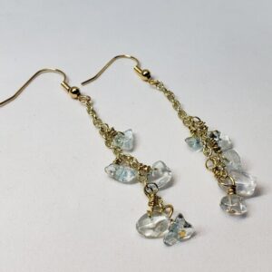 Gemstone Chip Chain Earrings, 2.75 Inch Long Dangle Crystal Earrings Gemstone Chip Chain Earrings, 2.75 Inch Long Dangle Crystal Earrings