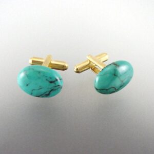 Gemstone Cuff Links - Natural Turquoise Men's Accessories - Hand made in USA