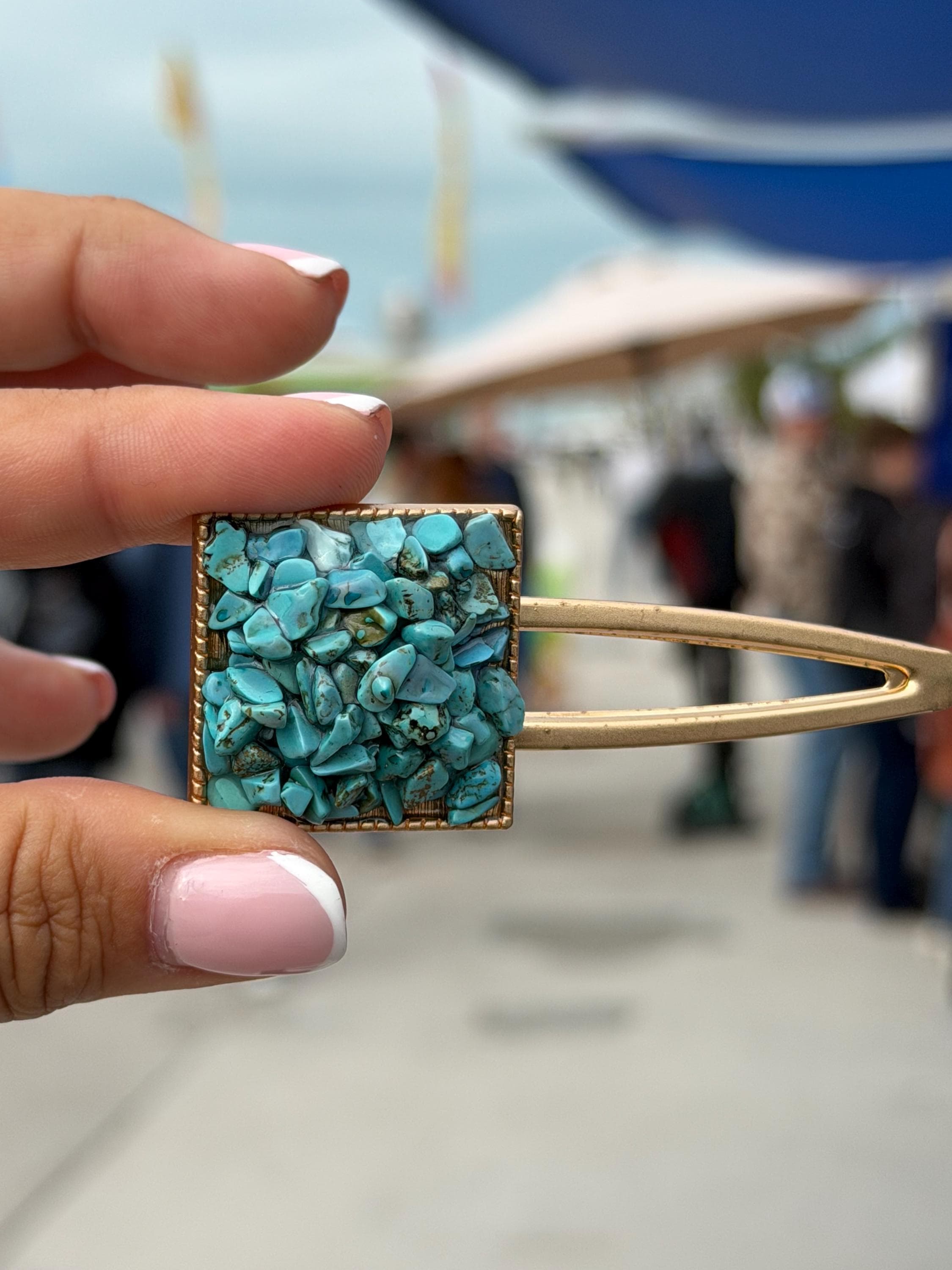 Gemstone Hair Clip Turquoise Stone Hair Clips
