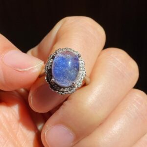 Gemstones Jewelry Blue Dumortierite Ring, Dumortierite in Quartz Ring,Open Ring, 925 Sterling Silver, gift, birthday gift, blue healing ring