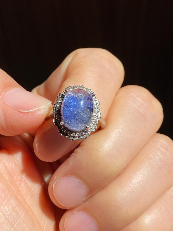 Gemstones Jewelry Blue Dumortierite Ring, Dumortierite In Quartz Ring,open Ring, 925 Sterling Silver, Gift, Birthday Gift, Blue Healing Ring