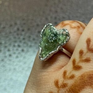 Genuine Moldavite Sterling Silver Adjustable Ring