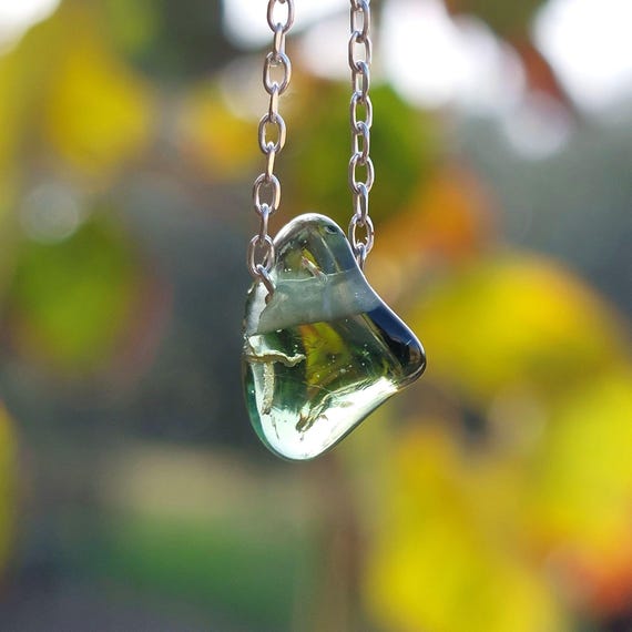 Genuine Tumbled Moldavite Bead Necklace In Sterling Silver Or Gold Plated, Natural Polished Moldavite From The Czech Republic