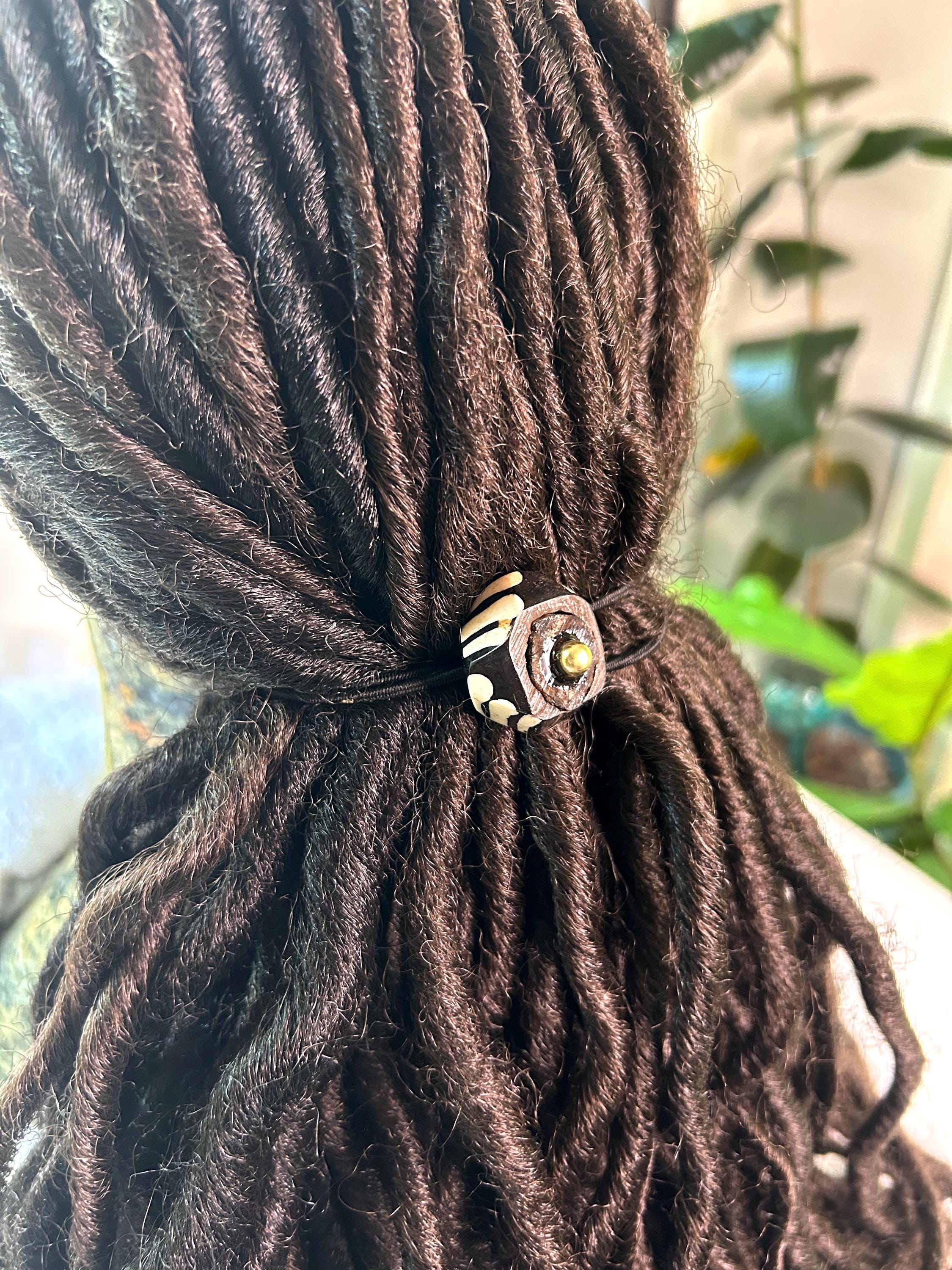 Geometric Batik Dreadlock Hair Accessories Elastic Hair Band Dread Beads Hair Tie For Curly Hair Nonbinary Hair Band Unique Gifts