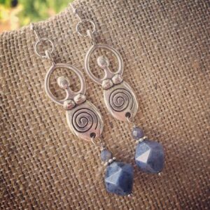 Goddess Athena Earrings - Goddess Athena Jewelry - Goddess of Wisdom Jewelry - Dumortierite Earrings - Goddess of Wisdom Earrings