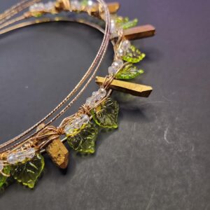Golden Crystal Crown: Floral Bridal Headpiece