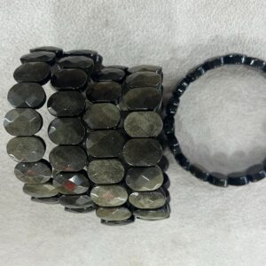 Golden Obsidian 10x14mm Faceted Oval Genuine Gemstone Beads Finished Jewelry Bracelet Supply - 1piece