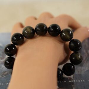 Golden Obsidian Bracelet • 16mm • Handmade Bracelet • Clarity Enhancer • Self-discovery Aid • Bold Bracelet • Big Bead Bracelet • 5069