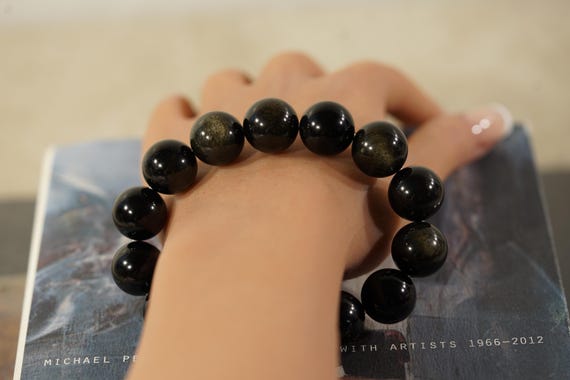 Golden Obsidian Bracelet • 16mm • Handmade Bracelet • Clarity Enhancer • Self-discovery Aid • Bold Bracelet • Big Bead Bracelet • 5069 Golden Obsidian Bracelet • 16mm • Handmade Bracelet • Clarity Enhancer • Self-discovery Aid • Bold Bracelet • Big Bead Bracelet • 5069