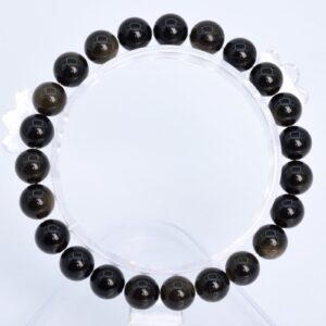 8MM Golden Obsidian Beads Bracelet Grade A Genuine Natural Round Gemstone 7" Bulk Lot Options (106655h-1353)