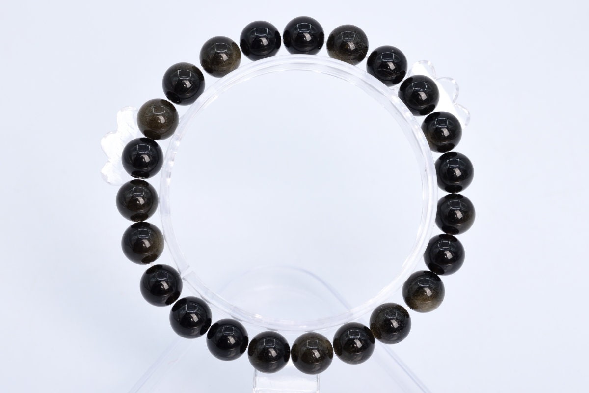 8mm Golden Obsidian Beads Bracelet Grade A Genuine Natural Round Gemstone 7" Bulk Lot Options (106655h-1353)
