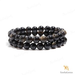 Aaa+ Golden Obsidian Bracelet 8mm, Rare Gold Sheen Protection Stone For Wealth & Success, Natural Volcanic Glass, Unisex Grounding Gift