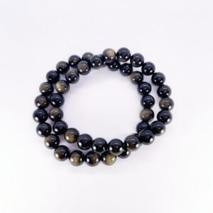 Golden Obsidian Beaded Bracelet, 8mm, Protection Grounding Energy, Christmas Birthday Gift for Brothers, Capricorn Birthstone, Mirror Stone