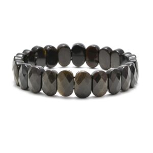 Gold Sheen Obsidian Faceted Oval Double Drilled Bracelet Size 8x14mm 7.5" Length Gold Sheen Obsidian Faceted Oval Double Drilled Bracelet Size 8x14mm 7.5" Length