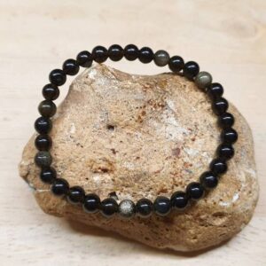 Golden Sheen Obsidian Bracelet. Elastic Stretch 6mm Stones. Reiki Jewelry Uk