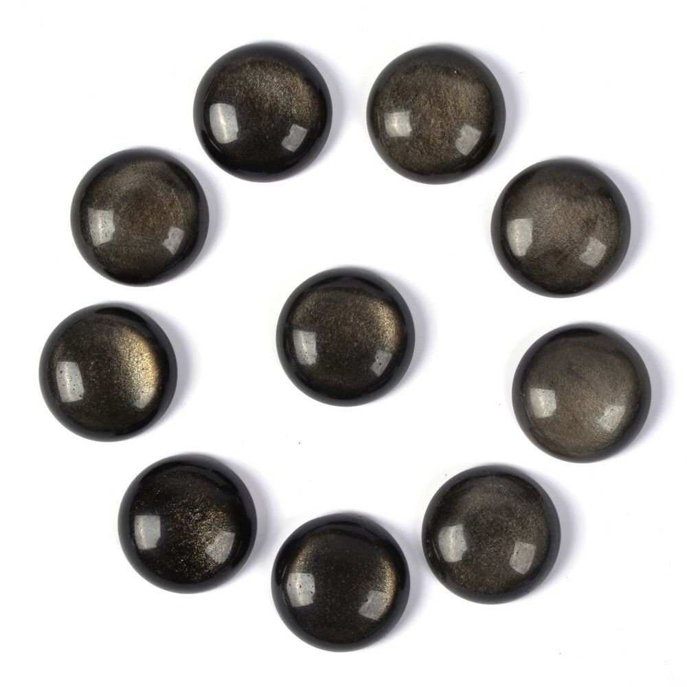 18mm Golden Obsidian Gemstone Round Cab Cabochon
