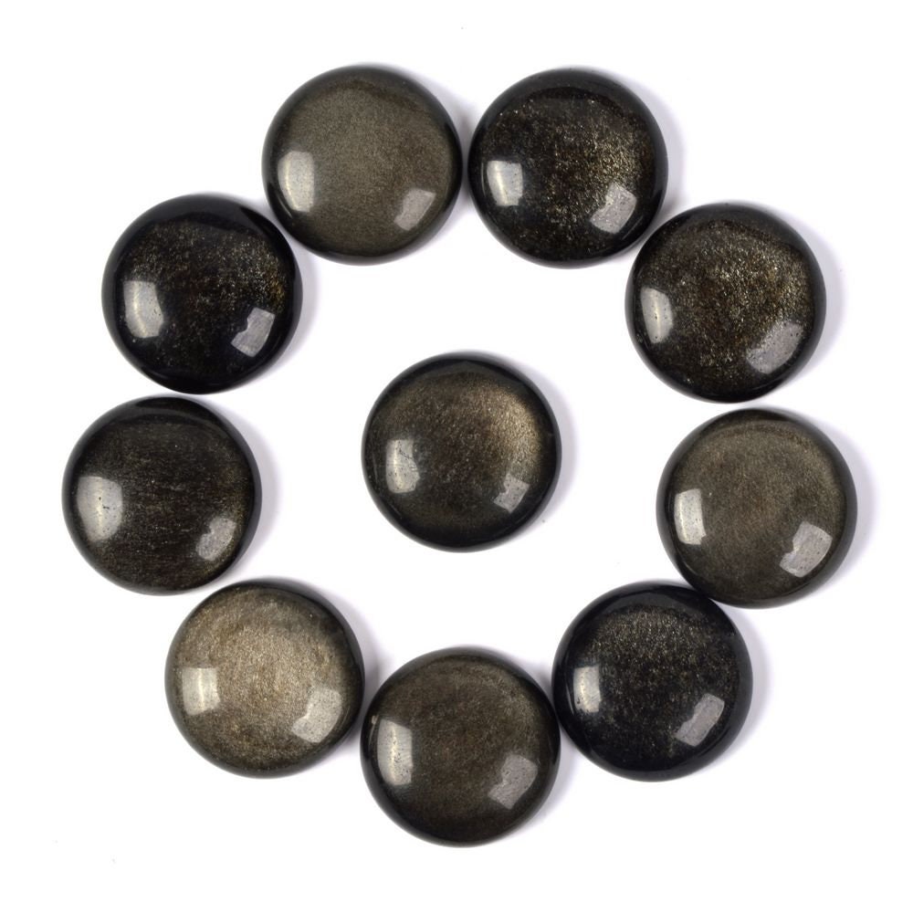 20mm Golden Obsidian Gemstone Round Cab Cabochon