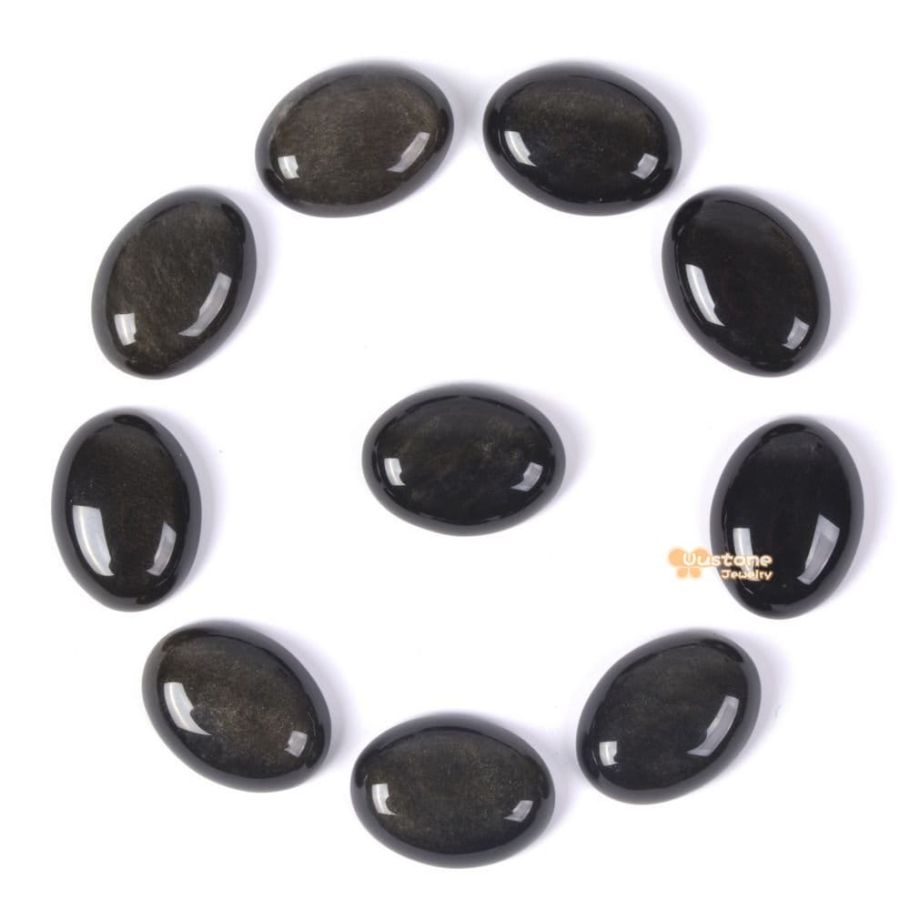 20mm Golden Obsidian Oval Flatback Cab Cabochon Diy Jewelry Making