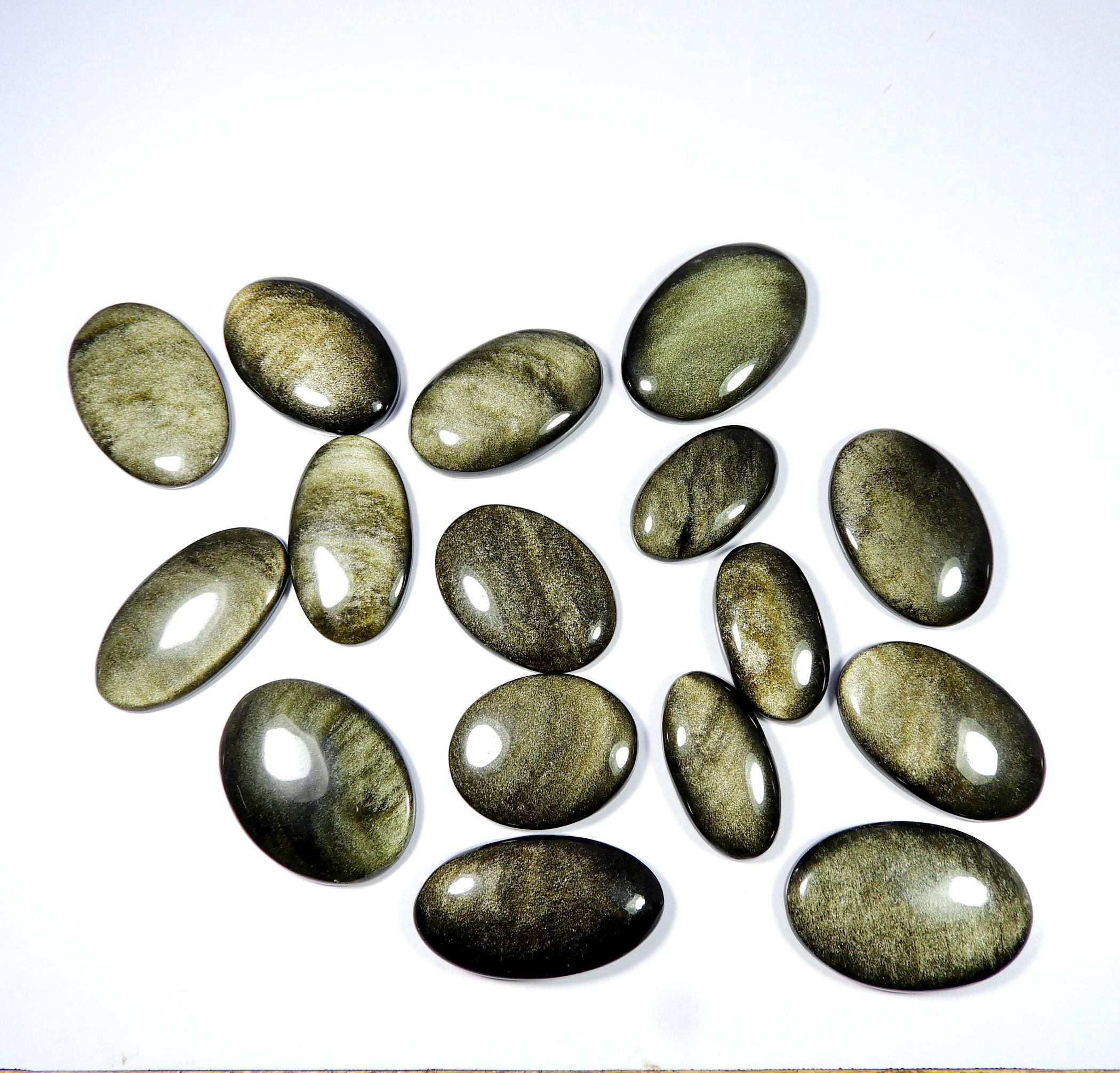 Elegant~ Golden Sheen Obsidian. Golden Obsidian Gemstone. Natural Golden Obsidian Cabochon. Oval Shape Wholesale Obsidian For Jewelry.