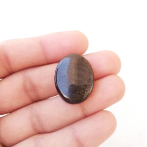 Golden Sheen Obsidian Cabochon: Oval Gemstone Pendant (26x20x7 MM, 25.6 Carat Golden Sheen Obsidian Cabochon: Oval Gemstone Pendant (26x20x7 MM, 25.6 Carat