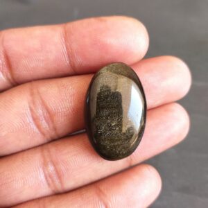 Golden Sheen Obsidian Cabochon: Oval Gemstone for Pendant (30x19x7 MM, 29.9 Carat Golden Sheen Obsidian Cabochon: Oval Gemstone for Pendant (30x19x7 MM, 29.9 Carat