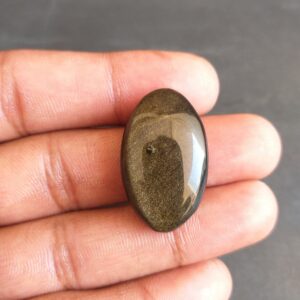 Golden Sheen Obsidian Cabochon: Oval Gemstone for Pendant (30x18x8 MM, 34.1 Carat) Golden Sheen Obsidian Cabochon: Oval Gemstone for Pendant (30x18x8 MM, 34.1 Carat)