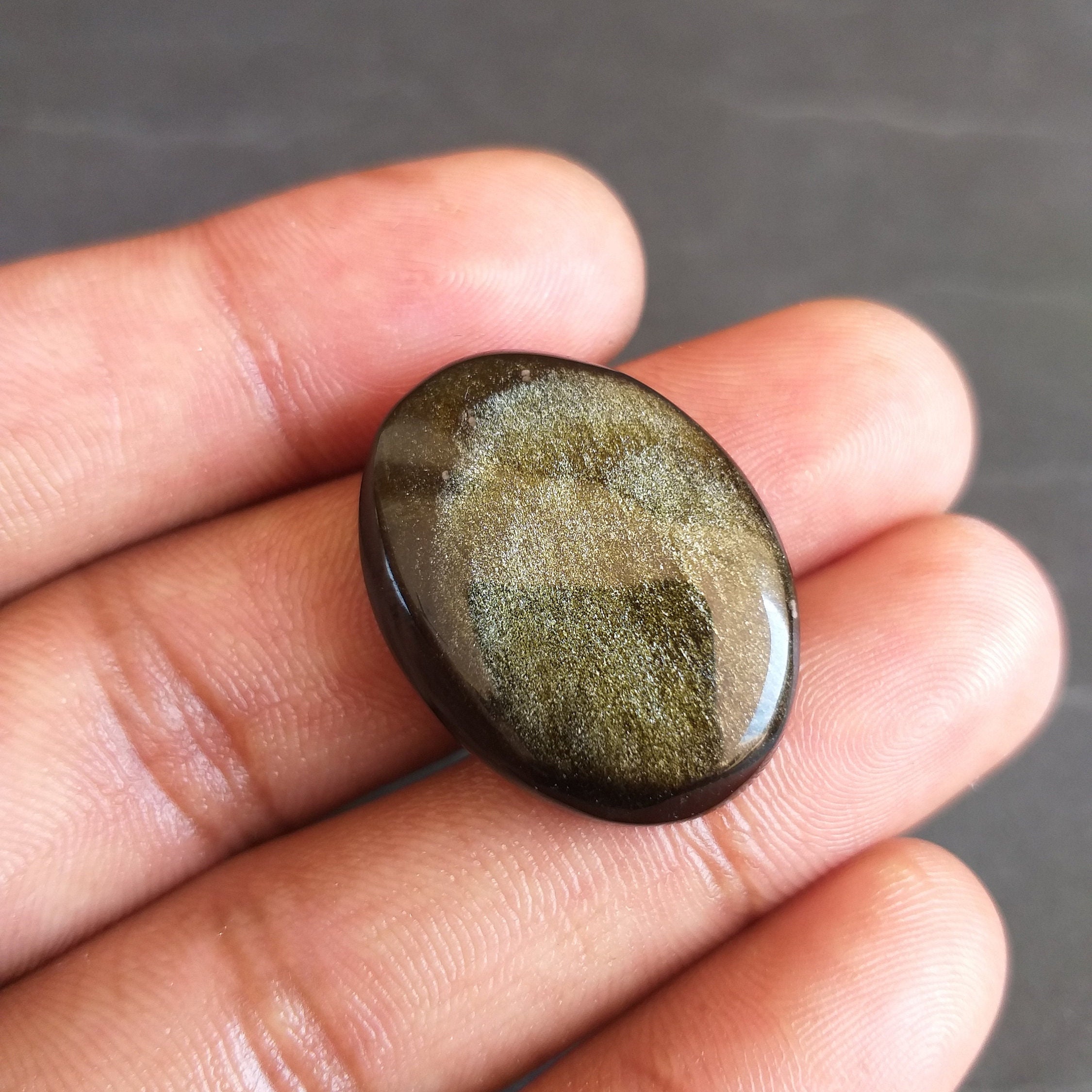 Golden Sheen Obsidian Cabochon: Oval Gemstone For Jewelry (28x21x7 Mm, 29.9 Carat) Golden Sheen Obsidian Cabochon: Oval Gemstone For Jewelry (28x21x7 Mm, 29.9 Carat)