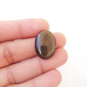 Golden Sheen Obsidian Cabochon: Oval Gemstone Pendant (24x17x7 MM, 18.9 Carat Golden Sheen Obsidian Cabochon: Oval Gemstone Pendant (24x17x7 MM, 18.9 Carat